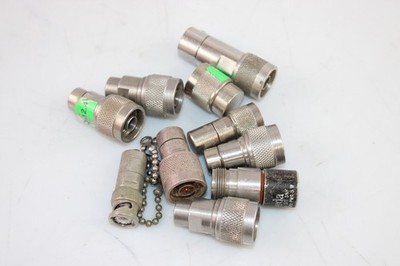 Lot of 9 RF Coaxial Adapters & Connectors N Type TNC BNC Mixed 50 Ohm Test Equip
