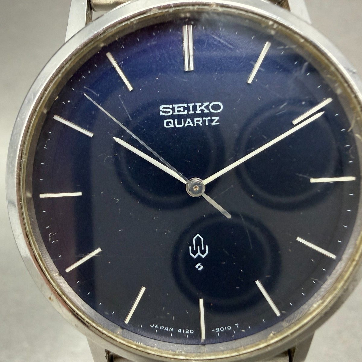 Seiko Watch Men 34mm Blue Dial Silver Tone Round 4120-9010 New 