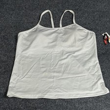 PrismSport Athletic Tank Top Womens Large White Built In Bra USA Made Cami
