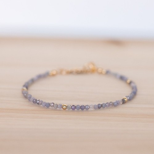 2MM Natural Blue Tanzanite Faceted Round Gemstone Beads Woman Dainty Bracelet - Picture 10 of 10