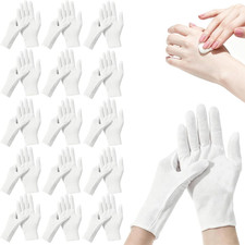 38-Pack White Cotton Gloves, Night-Time Moisturizing, Soft, Unisex