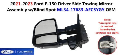 21-23 Ford F150 Driver Side Towing Mirror Assembly w/Blind Spot ML3417683AFC5YGY