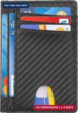 Minimalist Front Pocket Wallet Slim Genuine Leather RFID Blocking Bifold Men s