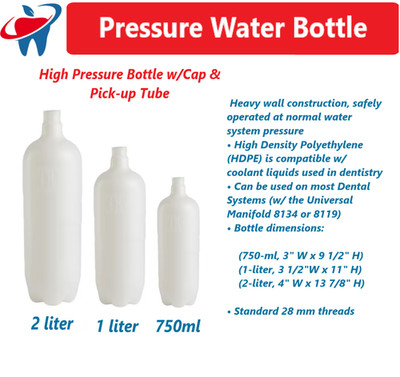 Dental System Pressure Water Bottle For Midmark, A-dec, Belmont, DCI Equipment