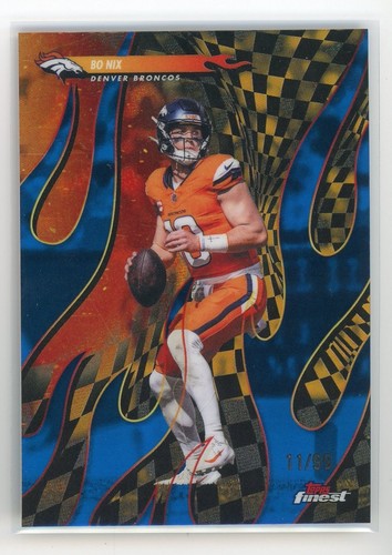 2025 Bo Nix Topps Finest #T-15 Blue Refractor Torchers /99 Broncos