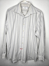 CALVIN KLEIN MEN'S LONG SLEEVE BUTTON FRONT STRIPE SHIRT 16 1/2 34/35