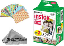 Instax Mini Instant Film 20 Sheets  20 Sticker Frames  TSC Microfiber Cleani