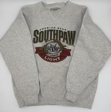 VTG Gray Crewneck South Paw Beer Light Logo Graphic 80’s 90’s USA Made Large