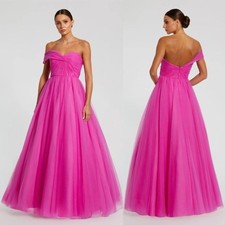 NEW NWT Mac Duggal Off The Shoulder Bustier Ball Gown In Magenta Pink SIZE 2