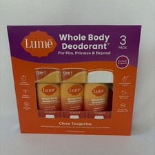 Lume Whole Body Deodorant Clean Tangerine 3 Pk 72Hr Odor Control Aluminum Free