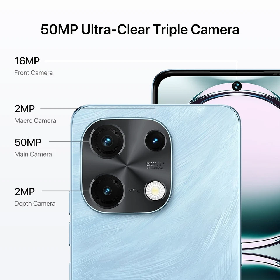 UMIDIGI Note 100 128GB/256GB Dual SIM 6.8" Android 14 NFC Unlocked Smartphone - Image 4 of 4