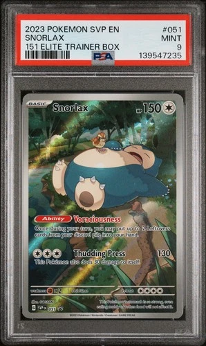 2023 POKEMON SVP EN-SV BLACK STAR PROMO 151 ELITE TRAINER BOX #051 SNORLAX PSA 9