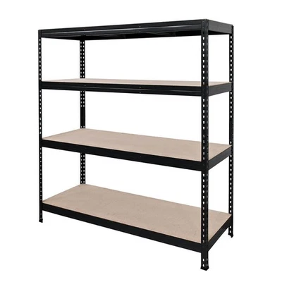 GOODHOME Garage Shelving Unit Storage System 4 Shelf HDF Steel (H)1800 (W)1656 (D)600mm