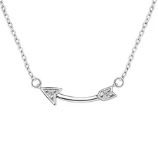 925 Silver Cresent Love Arrow Pendant Necklace 92.5 Sterling Silver & Stunning