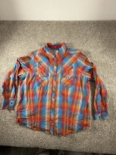 Roper Western Shirt Mens 2XL Plaid Button Up Cotton Cowboy Ranch Rodeo Work