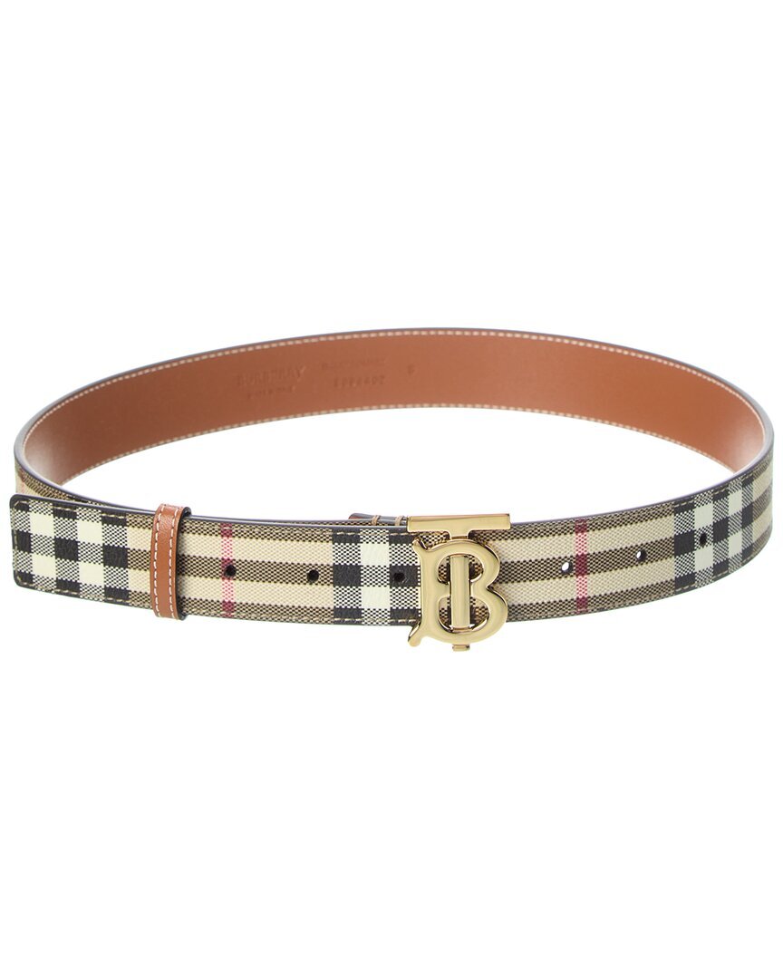 Burberry Check Tb E-Женский ремень из холста и кожи бежевого цвета S