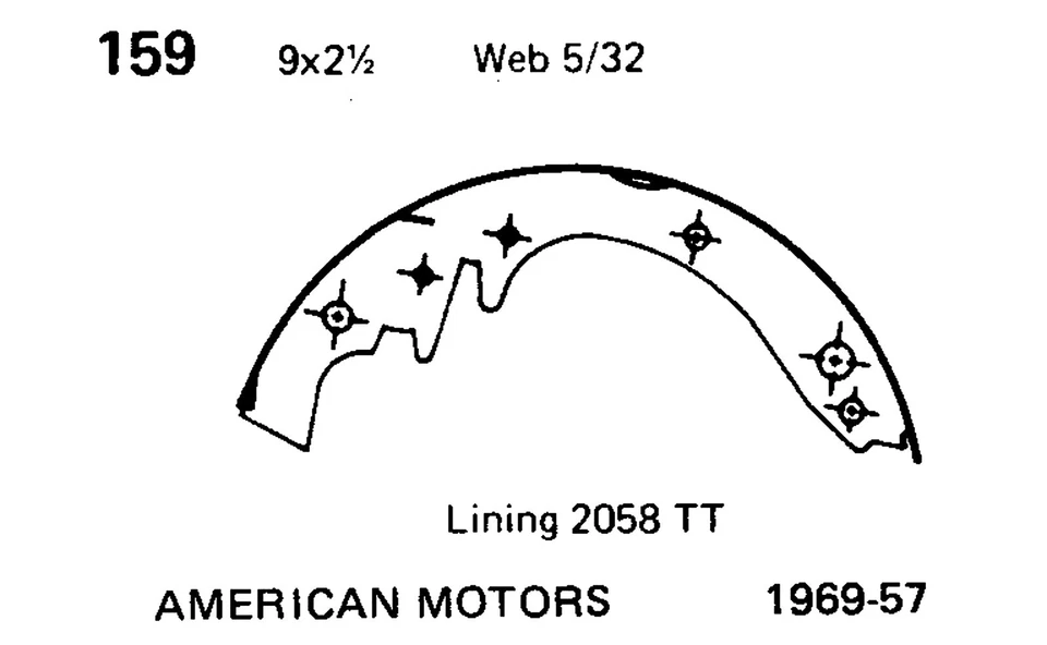 4 - # 159 Bendix Zapatas de freno remachadas AMC American Classic Rambler Rebel Foto 3 de 3