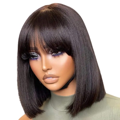 Supreme 13A Celebrity Grade 100% Unprocessed Human Hair Straight Bob Wig with Ba - 第 1/6 張圖片