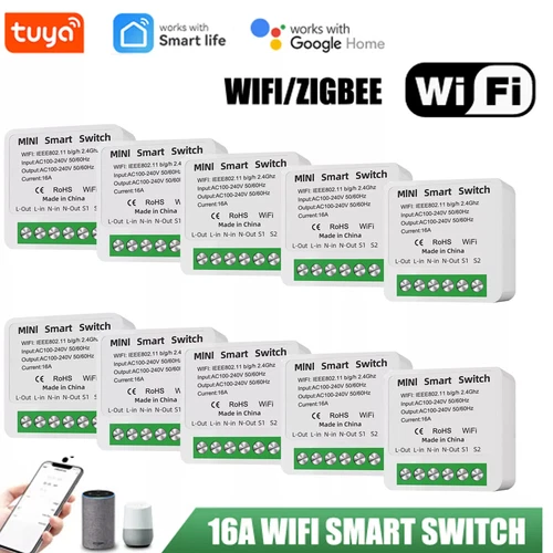 Tuya ZigBee/WiFi Smart Schalter modul Relais Lichtschalter Timmer APP By Alexa