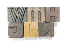 Vintage Letterpress 6 Mix Letters Wood Type Printers Block Collection BL-512