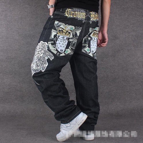 Para hombres Pantalones Largos skate rap hip hop Bordado Suelto Jean Denim  Pantalones De Vestir | eBay