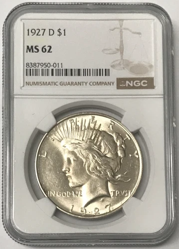1927-D Silver Peace Dollar $1 NGC MS62