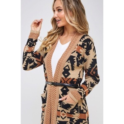 Mocha Aztec Western Boho Belted 