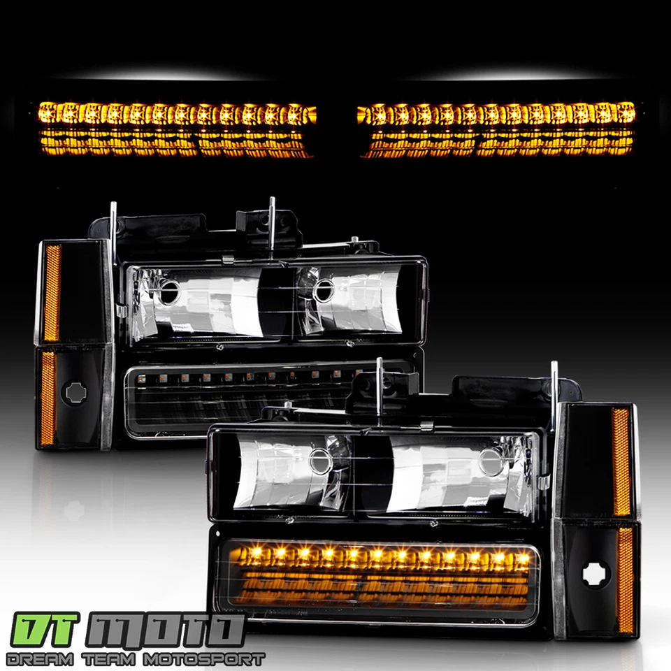 Faros + esquina + luz de parachoques LED para Chevy Silverado Suburban GMC Sierra 1988-1993 Foto 2 de 4