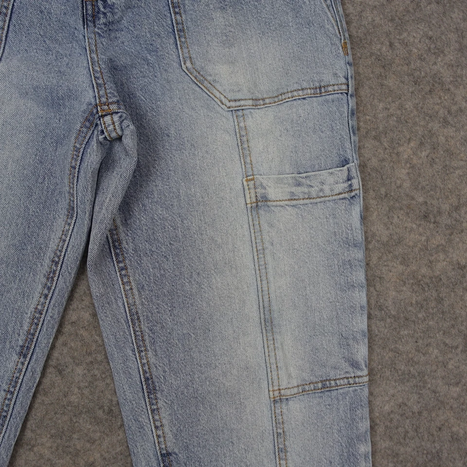 Pantalones de mezclilla Habitual para mujer 0 25 azul claro cargo utilitarios cintura alta patinadora mamá Foto 4 de 4