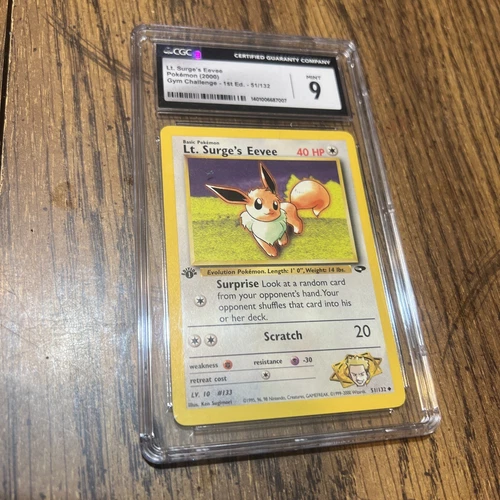 Lt. Surge's Eevee 51/132 1st Edition Pokemon Gym Challenge CGC 9 Mint