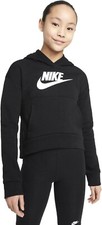 Nike Girls Sportswear Club Fleece Hoodie, Black-White XL