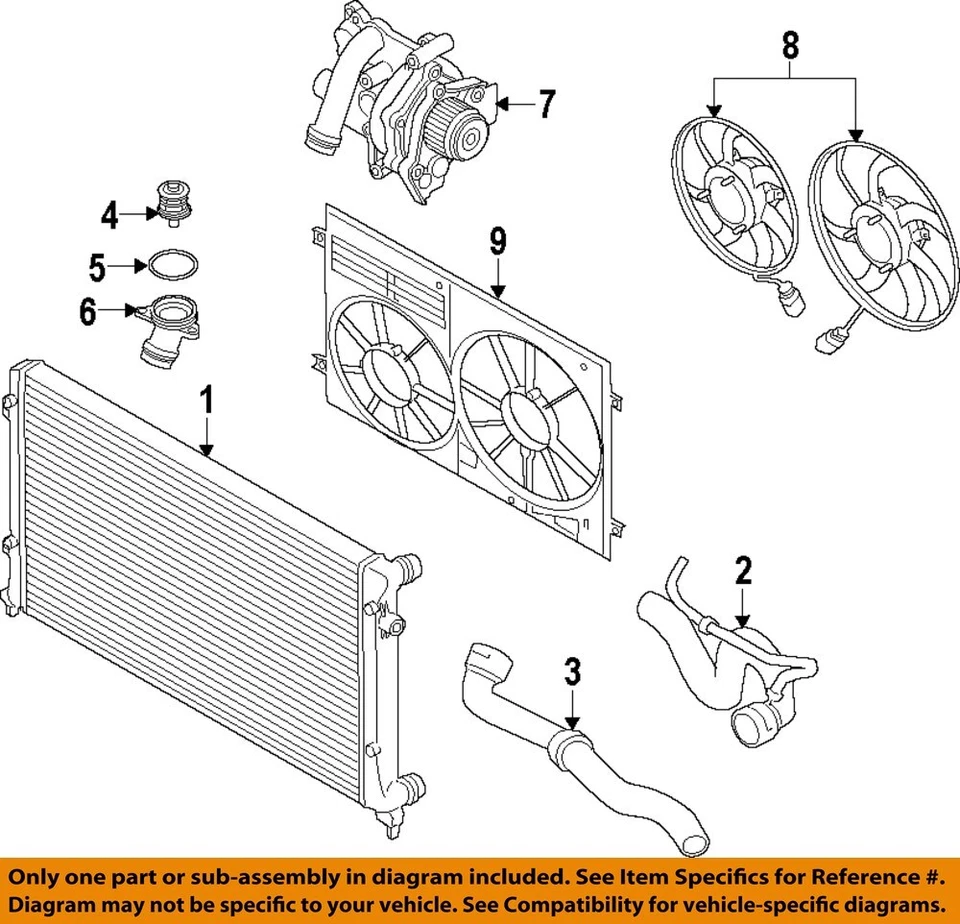 Used Radiator fits: 2012 Audi A4 2.0L MT Grade A - Изображение 3 из 4