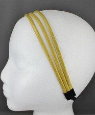 Gold thin skinny triple 3-strand faux leather headband hair band narrow bands