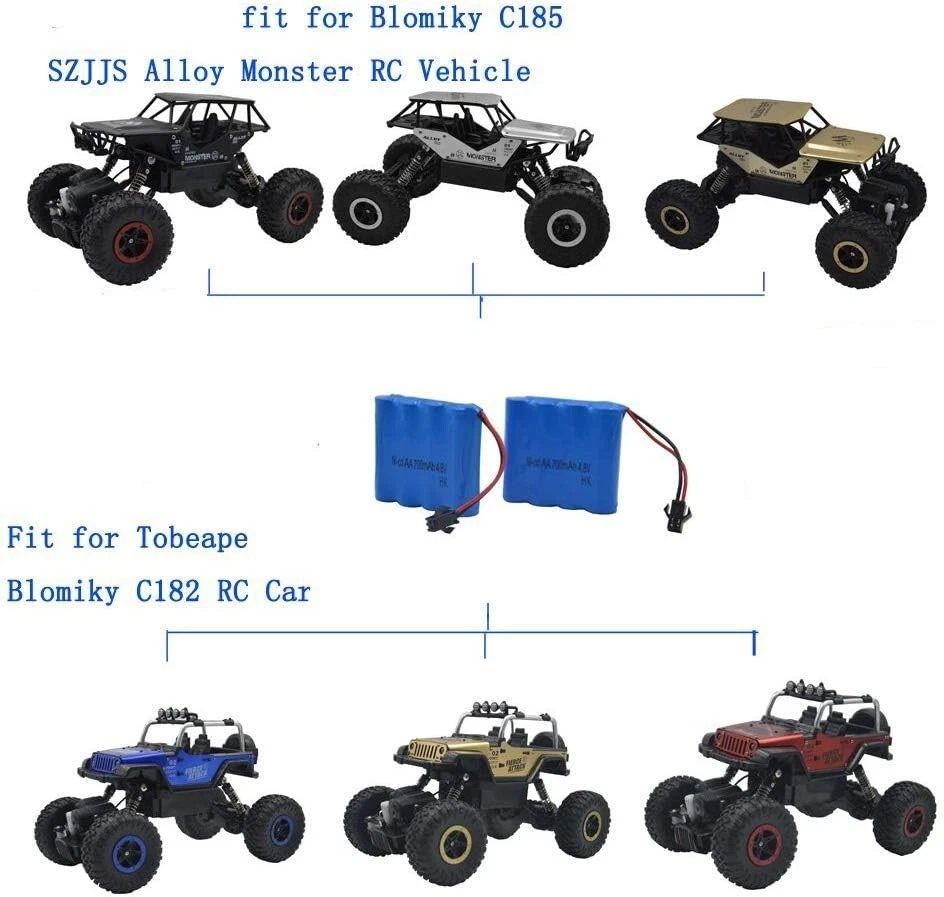 Paquete de 2 baterías Ni-Cd de 4,8 V 700 mAH para excavadora SY-E511 RC escala RC TruckR6T Foto 3 de 4