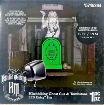 DISNEY HAUNTED MANSION HITCHHIKING GHOST GUS & TOMBSTONE LED PROJECTION NEW