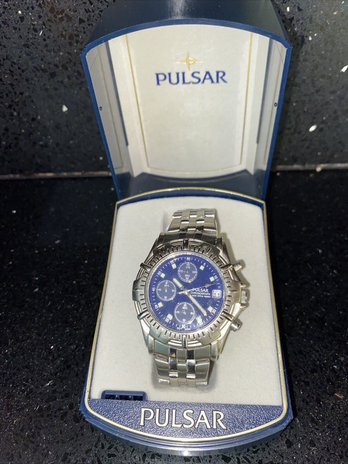 Pulsar Chronograph 100m Men's Watch Needs Battery for sale 
