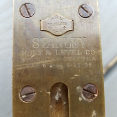 Antique Stanley Tools Level Works PAT 6-2-91 6-22-96. 1896 30'' Brass Ends 1800's