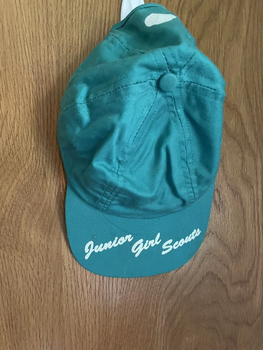 Vintage Junior Girl Scouts Hat Green Elastic Back Baseball Cap USA Made NWOT