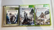 Assassins Creed Platinum 1, 3 & 4 Lot XBOX 360 TESTED