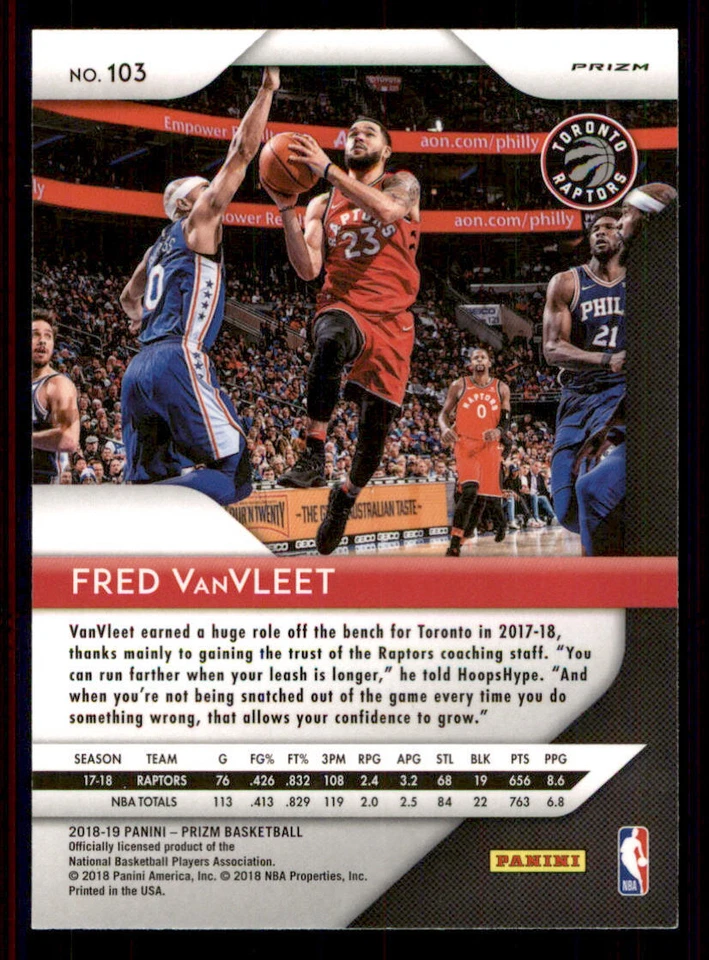 2018-19 Panini Prizm Prizms Hyper #103 Fred VanVleet - Image 2 of 2