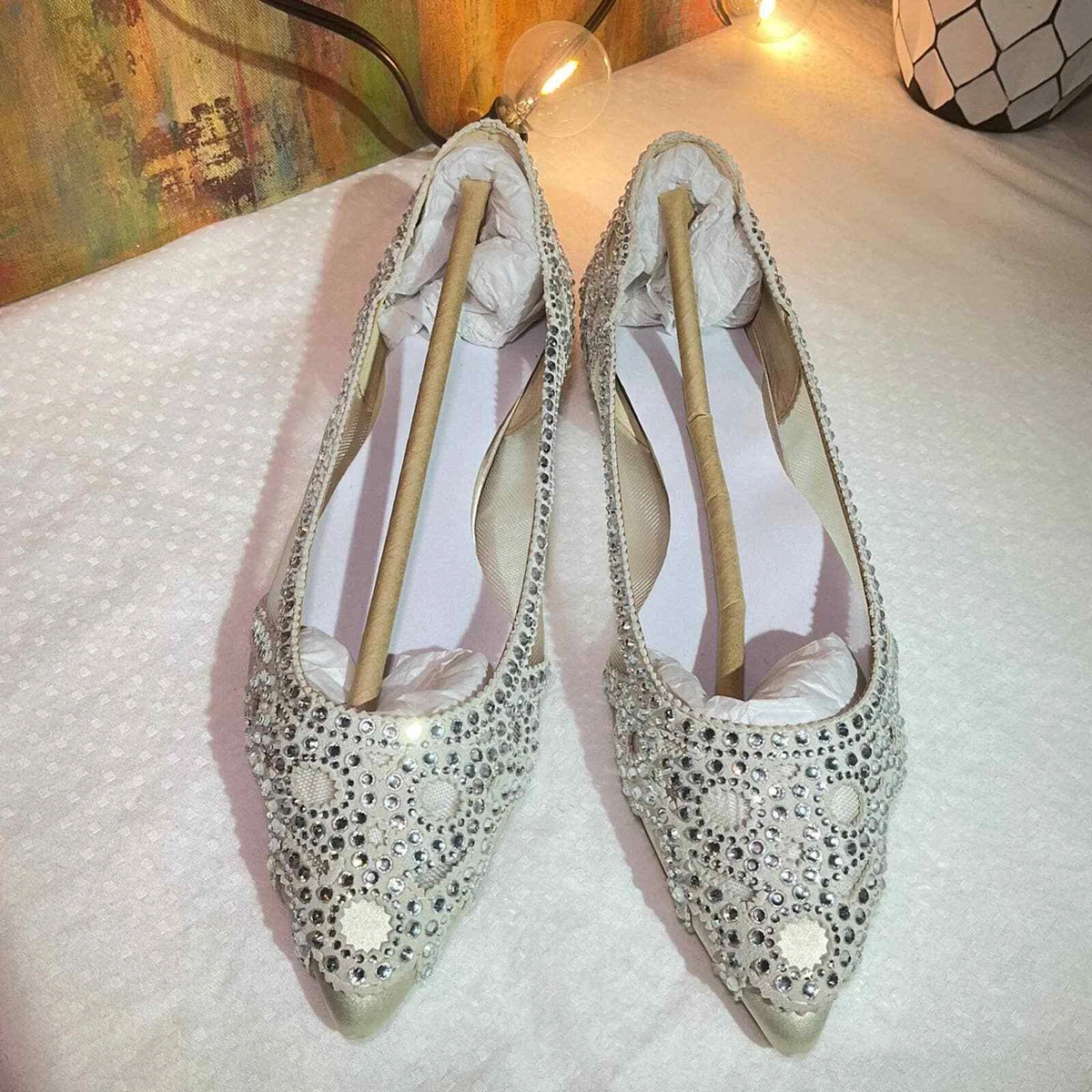Badgley Mischka Women s Gigi Ballet Flats 6.5 US Ivory eBay