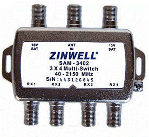 2X4 SATELLITENSCHALTER zum WANDELN DUAL LNB AUF QUAD 4 AUSGÄNGE 3X4 SW34 KLINGEL FTA SCHALE - Bild 2 von 2