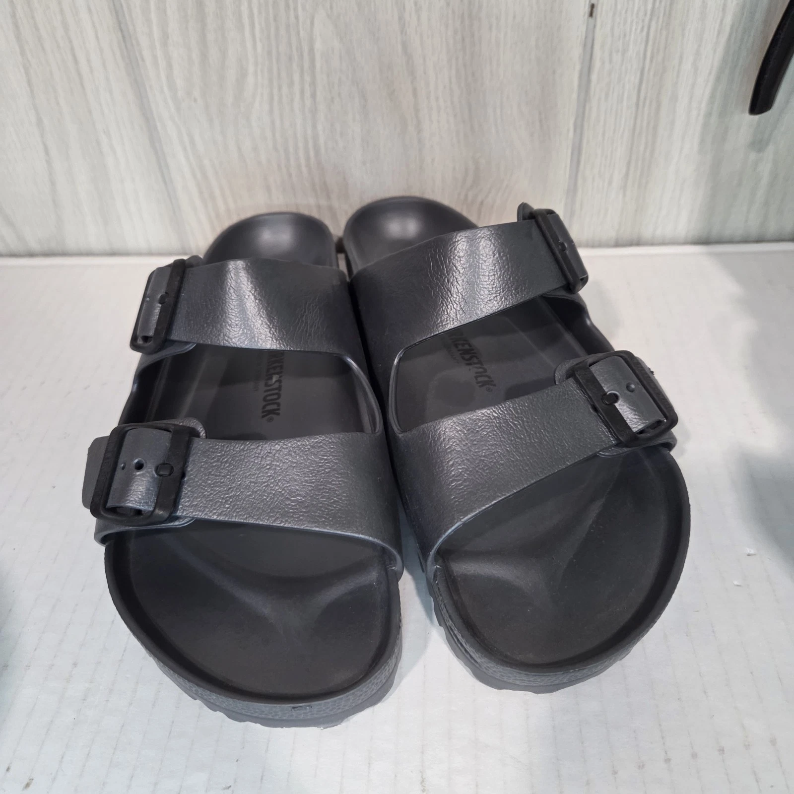 Birkenstock Arizona Essentials EVA Black Silver Sandals Size US Women 11 Men 9