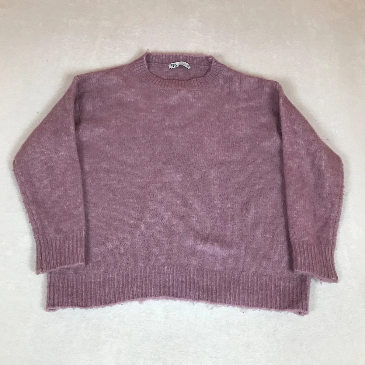 Pull Zara Manches Longues Doux Et Pelucheux Couleur Taupe - Taille M Femme - Occasion En Très Bon état