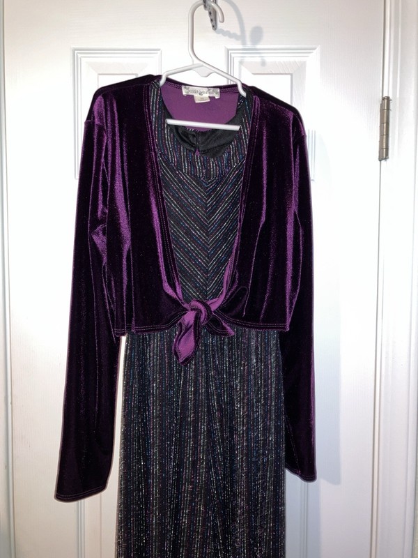Girls Knitworks Black Pantsuit With  Metallic Stripes & Velvet Jacket