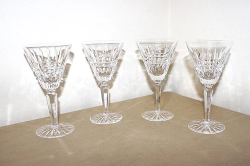 4- Vintage Waterford Crystal GLENMORE Claret Wine Glasses 6.5" Old Mark 1970's