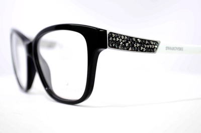Swarovski Brille GREY SW5171 Col. 01A Glitzer Lady Strass Black White 53 14 140