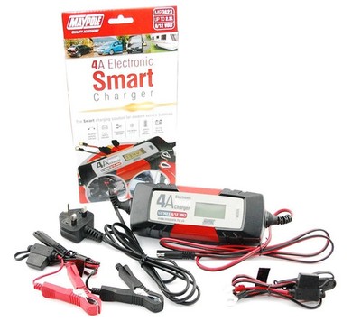 MAYPOLE 7423 Elektronisches Autobatterieladegerät Smart Fast Trickle Impulsmodi 4 AMP