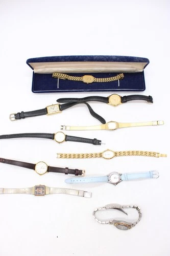 A x10 Vintage Ladies Seiko Gold Tone Quartz Wristwatches Not Tested