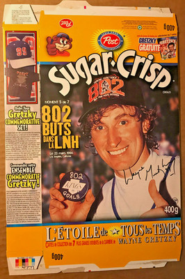 EMPTY Post Sugar Crisp Wayne Gretzky Moment 5 Cereal Box FLAT Bear Canada 1999